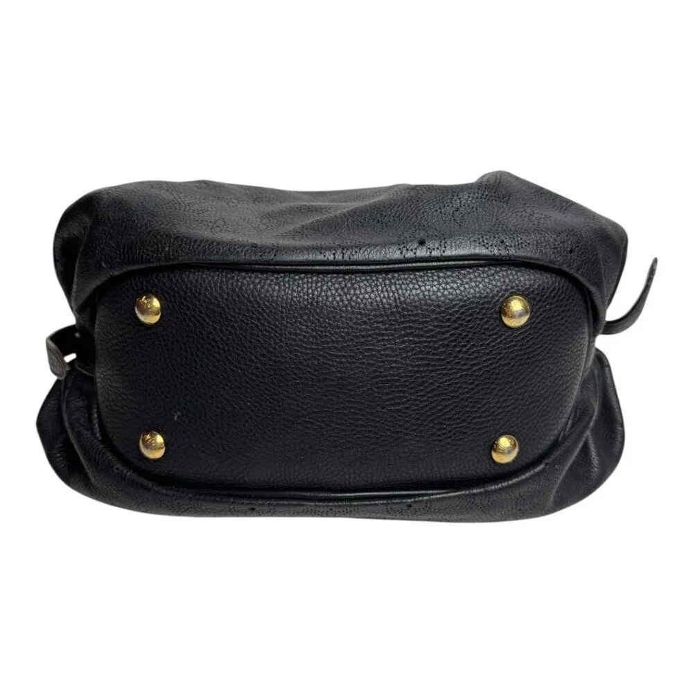 Louis Vuitton Purse Noir Black Leather‎ Monogram Mahina Shoulder Bag Luxury Hobo